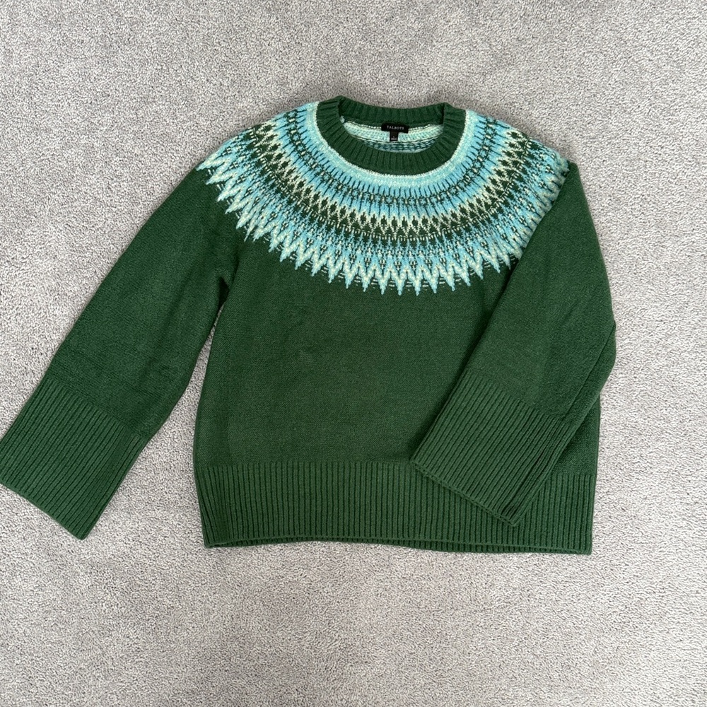 Talbots Forest Green and Teal Patterned Sweater
